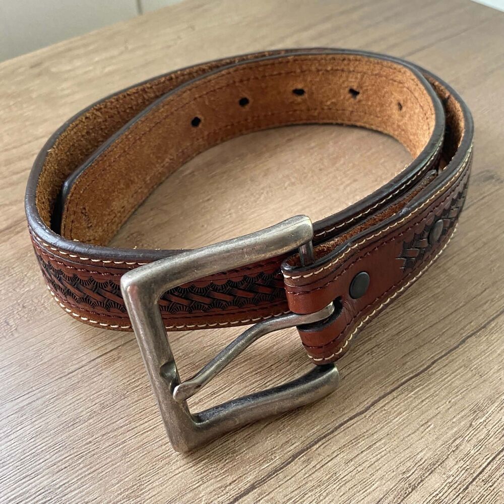 Ranger Belt Company KB332 Genuine Hand-tooled Leather Western Belt Size 24